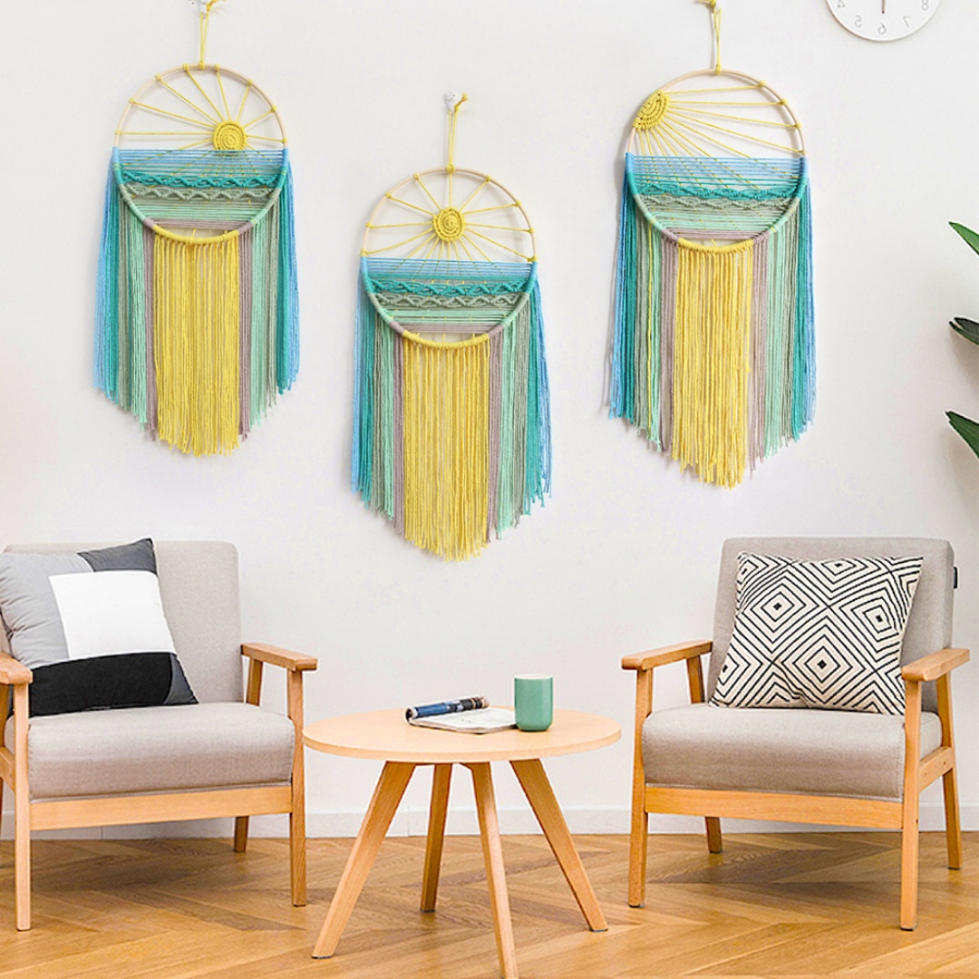 Sunrise Home Textiles & Apparel - Nordic Sunrise Makramee-Wandteppich, Boho-Sonnenuntergang-Wandbehang, Heimdekoration, Dekoration