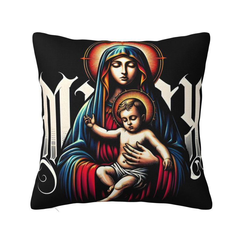 Home Textiles Luxury - Benutzerdefinierte Mary Mutter Jesu Luxus Dekokissenbezug