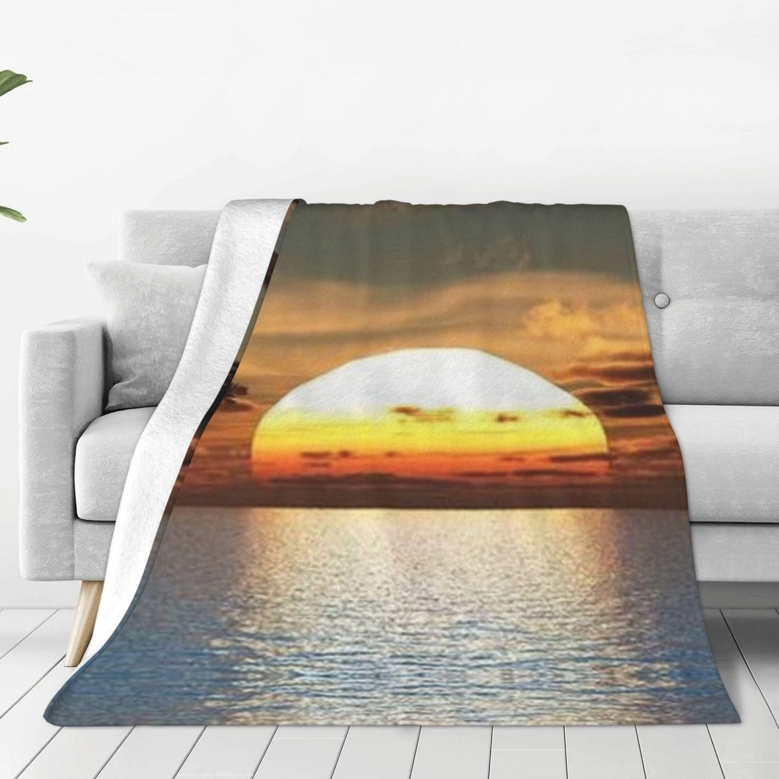 Sunrise Home Textiles & Apparel - Bedruckte Decke mit tropischem Ozean-Sonnenaufgang für