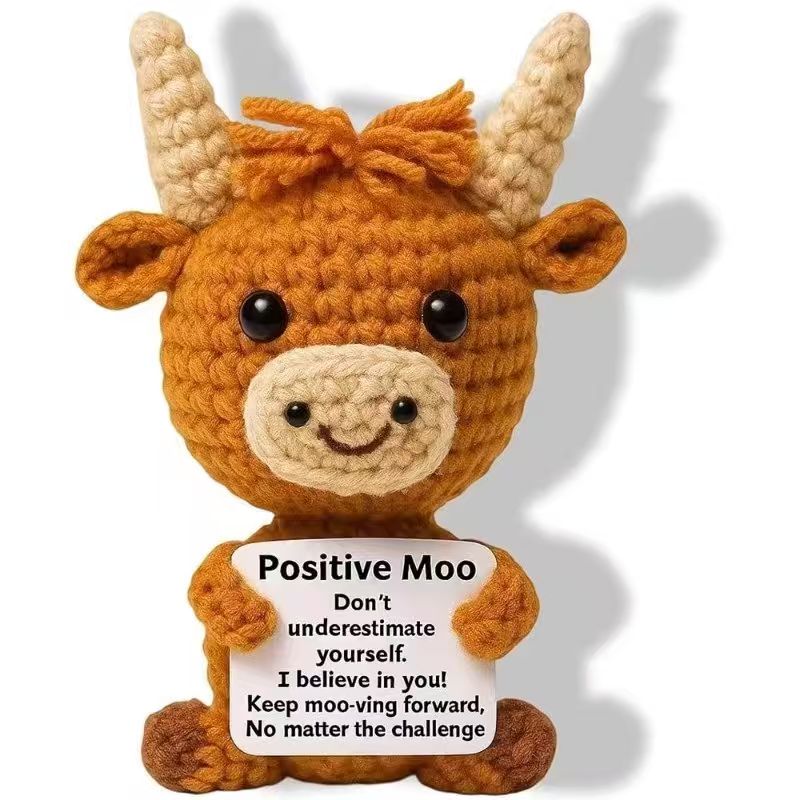 Highland Home Textiles - Niedliche Highland-Kuh Emotionaler Begleiter, Handgestricktes Weihnachtsgeschenk,