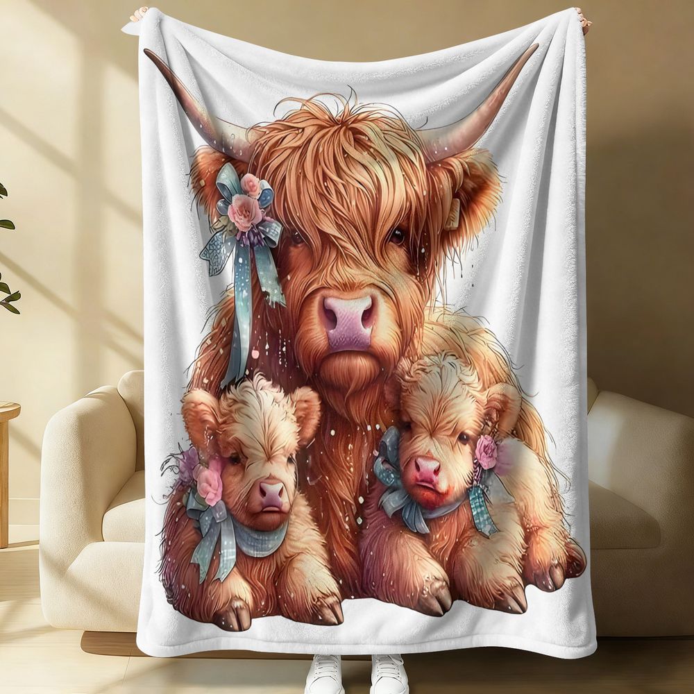 Decke mit Highland-Kuh-Motiv,  – Highland Home Textiles Bewertung und Preis